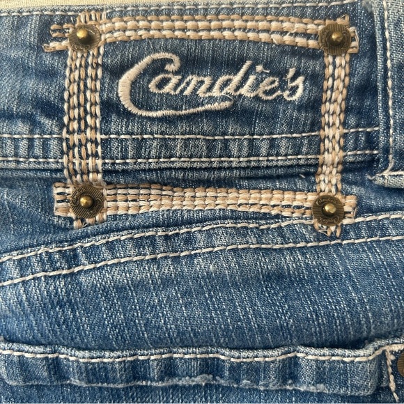 Candies Denim Cuffed Capri Jeans Dark Blue Cropped Stretch Mid Rise Size 11 - Picture 2 of 14